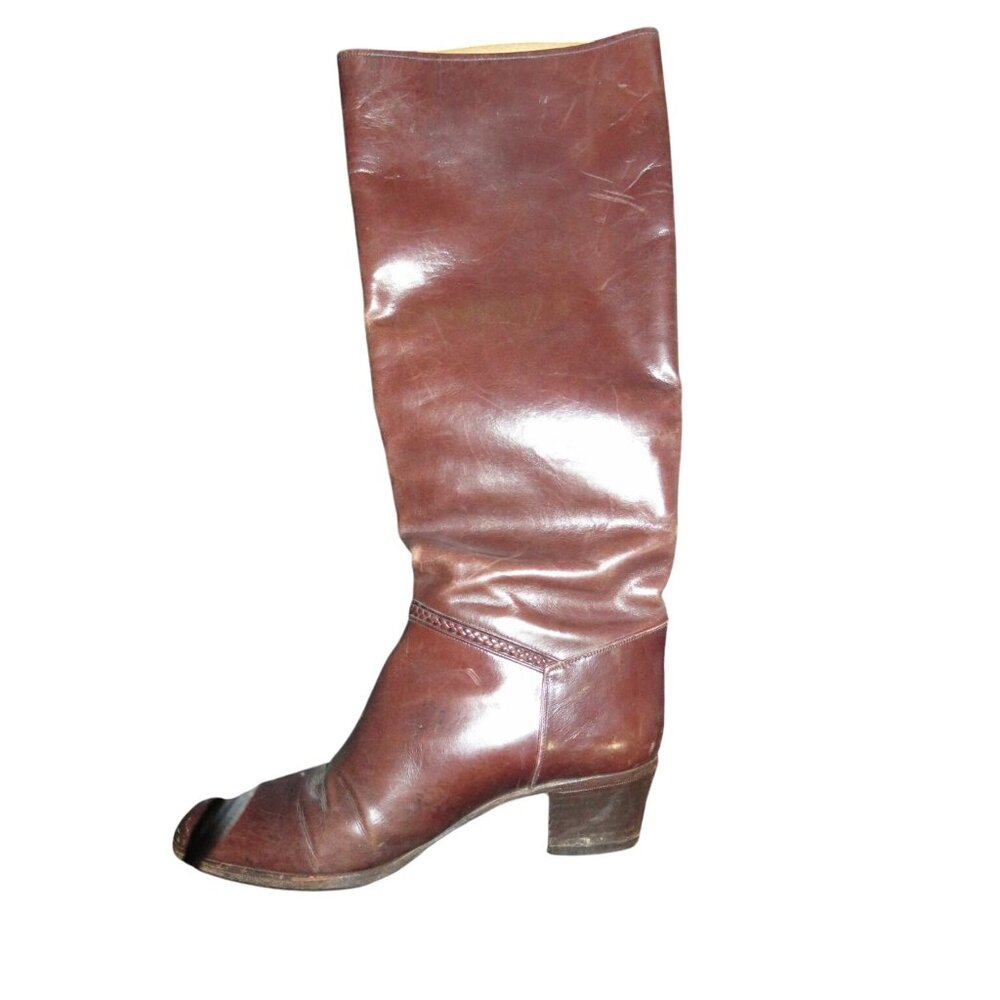 Vintage Celine Italian Leather Riding Boots in Cognac Brown Women's sz 6 Eur 36 - Picture 4 of 11